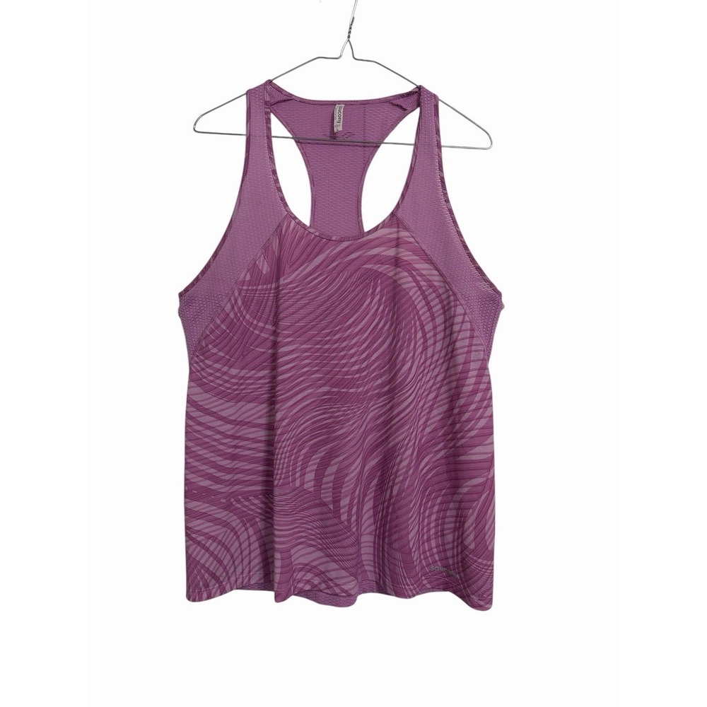 Saucony Womens Racerback Tank Top Purple Swirl Athletic Workout Gym Size L - Picture 1 of 12